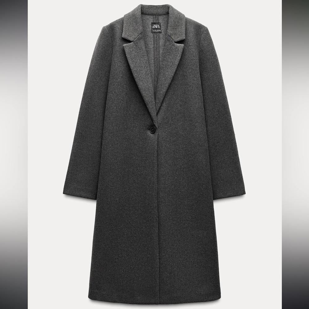 Zara charcoal grey button wool coat